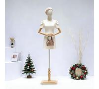 Mannequin de Couture, avec Mechanical Bras et Des Doigts Réglable en Hauteur Mannequin Femme Buste, avec Socle en Bois pour Vitrine, Présentoir à vêtements, Exposition, Blanc ( Taille : Medium-Women )