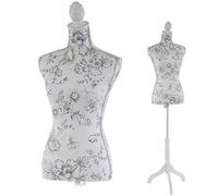 Mannequin de couture de tailleur buste torse féminin T222 motif blanc à fleurs Multicolore G