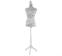 Mannequin de couture de tailleur buste torse féminin T222 motif blanc à fleurs