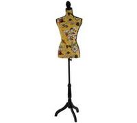 Mannequin de couture de tailleur buste torse féminin T222 ~ fibre de verre, motif jaune à fleurs