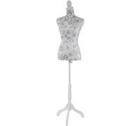 Mannequin de couture de tailleur buste torse féminin T222 ~ fibre de verre, motif blanc à fleurs Multicolore