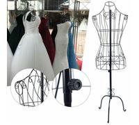 Mannequin de couture en fer noir - Mannequin de vitrine femme - Hauteur réglable de 140 à 160 cm - Avec trois pieds incurvés