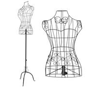 Mannequin de couture en métal noir - Mannequin vintage réglable en hauteur - Idéal comme mannequin de vitrine féminin ou porte-vêtements - Mannequin en fer pour boutiques/foires