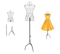 Mannequin de couture en métal réglable, 140-160 cm, démontable, vintage, fil de fer, mannequin de vitrine avec base ronde, mannequin en fer féminin pour magasin de vêtements, buste décoratif pour