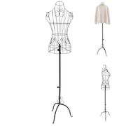 Mannequin de couture en métal vintage - Hauteur réglable de 140 à 160 cm - Fil de fer - Mannequin de vitrine féminin pour porte-vêtements - Noir