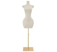Mannequin de couture - Mannequin de vitrine féminin - Hauteur réglable (150-210 cm) - En polyuréthane et métal - Pour boutiques et ateliers - Avec pied - Blanc