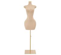 Mannequin de couture | Mannequin de vitrine féminin | Mannequin | Hauteur réglable (150-210 cm) | Mannequin de vêtements | PU et métal | Pour boutiques et ateliers | Avec pied (doré)
