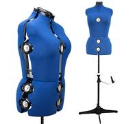 Mannequin de Couture Réglable Femme avec 13 Molettes de Précision Taille 32 à 42 Taille Ajustable pour Poitrine Taille Hanche Cou Idéal pour Projet de Couture et Exposition, Bleu