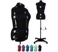 Mannequin de Couture Réglable Femme avec 13 Molettes de Précision Taille 42 à 50 Taille Ajustable pour Poitrine Taille Hanche Cou Idéal pour Projet de Couture et Exposition Noir L