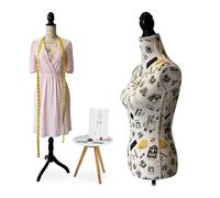 Mannequin de Couture Relaxdays, Femme, Taille 36/38, Hauteur réglable 160-175 cm, trépied Bois, Design Londres