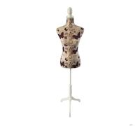 Relaxdays Mannequin Couture Femme réglable, Motif Paris, Pied Bois, 130-167 cm, Multicolore