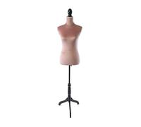 Mannequin de couture Relaxdays, femme, taille 36/38, réglable 130-167 cm, velours, socle bois, vieux rose/noir