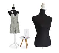 Mannequin de Couture Relaxdays, Femme, Taille 36/38, réglable 160-175 cm, Socle en Bois, Noir