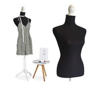 Mannequin de couture Relaxdays, femme, taille 36/38, réglable 160-175 cm, socle en bois, noir