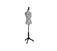 Mannequin - TECTAKE - Mannequin de couture femme en mousse de polystyrène avec pieds en bois - Motif floral noir/blanc