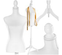 TECTAKE Mannequin de Couture, de Vitrine, Buste Décoratif de Femme Réglable 77 cm x 38 cm Blanc