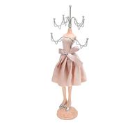 Mannequin de poupée, tour de bagues, rangement de robe de princesse, modèle de collier en rose avec support argenté, tour de présentation de boucles d'oreilles élégantes pour