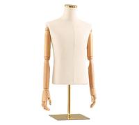 Mannequin de table pour homme avec base en métal brossé doré, corps de mannequin blanc sur le haut du torse pour costumes/pull, modèle d'affichage de vêtements pour homme (couleur : base carrée,