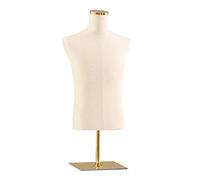 Mannequin de table pour homme avec base en métal brossé doré, corps de mannequin blanc sur le haut du torse pour costumes/pull, modèle d'affichage de vêtements pour homme (couleur : base carrée,