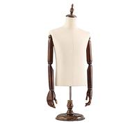 Mannequin de table pour homme avec base ronde en bois, corps de mannequin blanc pour costumes/pull, modèle d'affichage de vêtements pour homme (couleur : avec bras, taille : tête de couronne)