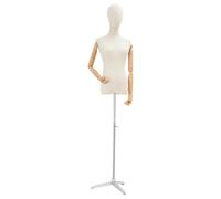 Mannequin de vitrine de qualité supérieure - Femme - Réglable de 65 à 120 cm - Avec tête rotative, mains en bois - Base stable - Mannequin amovible - Torse pour boutiques, magasins, vitrines