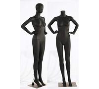 Mannequin de vitrine féminin LF2-8 de haute qualité, mannequin abstrait laqué noir mat avec nez et bouche formés en noir (Femme LF2-8)