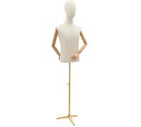 Mannequin de vitrine masculin en forme de robe - Présentoir réglable | Haltung - Forme de vêtement réglable en hauteur - En métal - Pour magasins de vêtements, couture - Lin doré