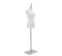 Mannequin de vitrine pour femme - Autoportant - Réglable - Buste réglable - Support pour robe de mariée - 70-130 cm (argent, carré)