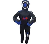 Mannequin d'entraînement MMA (position debout) pour boxe, combat, lancer, grappling, karaté, jiu-jitsu, entraînement au wrestling - NON REMPLI (toile bleue/noire, 150 cm)
