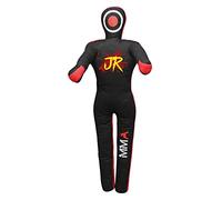 Mannequin d'entraînement MMA (position debout) pour boxe, combat, lancer, lutte, karaté, jiu-jitsu, lutte - non rempli (toile rouge/noire, 177,8 cm)