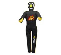 Mannequin d'entraînement MMA (position debout) pour boxe, combat, lancer, lutte, karaté, jiu-jitsu, lutte - non rempli (toile jaune/noire, 177,8 cm)