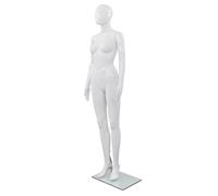 vidaXL Mannequin femme corps complet – Base en verre – 175 cm – Blanc brillant