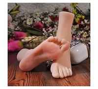 Mannequin Foot modèle Bas Faux ongles Caoutchouc en plastique Silicone Femelle Jambe Afficher Tarsel Os Cheville Chaussure Humain Chaussure Chaussette Bijoux(Skin All Silicone,Left foot)