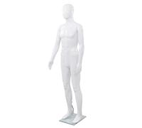 Mannequin Homme Corps Complet Base Verre Blanc Brillant 185 cm Vitrines vidaXL