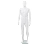 Mannequin homme corps complet blanc brillant 185 cm base verre stable torse articulé pour vitrine boutique mode exposition vêtements perruque chaussures accessoires