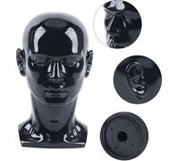 Mannequin homme support de tête présentoir tête modèle perruque chapeau lunettes(noir brillant)