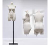 Mannequin Poitrine Hanches Grande Taille Mannequin Demi-Corps, Robe Féminine Forme Torse Réglable en Hauteur, Mannequin de Vitrine de Magasin avec Support (Color : Black, Size : Stand A)