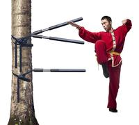 Mannequin portable Wing Chun en bois avec bâton de Tai Chi, double ressort Push Hand Kung Fu Équipement d'entraînement pour la pratique des arts martiaux, convient pour une utilisation en extérieur