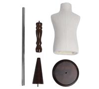 Mannequin pour enfants de 2 ans avec base en bois, demi-corps, facile à assembler, torse de mannequin en lin pour fenêtre, comptoir, studio, magasin de vêtements (Base de 7,9 pouces avec tête pointue)
