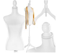 Mannequin - TECTAKE - Mannequin de couture femme en mousse de polystyrène avec pieds en bois - Blanc
