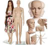 MANNEQUIN - TECTAKE - Mannequin Femme de Vitrine à Tête pivotante et inclinable en Plastique 172 cm