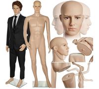 MANNEQUIN - TECTAKE - Mannequin Homme de Vitrine à Tête pivotante et inclinable en Plastique 185 cm