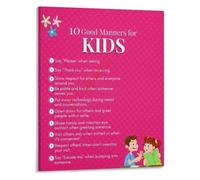 Manners Poster Daily Etiquette Classroom Decor | Color coded sections greetings table manners phone etiquette conversation skills respect rules(Framed,16x24inch(40x60cm))