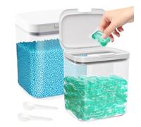 Mannicix Lot de 2, Rangement Lessive, Boîtes de Rangement | Pour Lessive avec Cuillère, Récipient pour Détergent 2L pour Laver les Dosettes, les Bombes de Bain, les Parfums