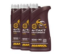 Mannol 4-Takt Moto SAE 10W-30 Huile de Moto Jaso Ma, Jaso MA2, 3x1 Litre