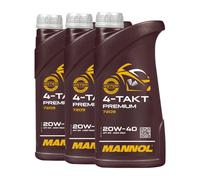 MANNOL 7209 Huile Moteur 4 Temps 20W-40 Moto API SN JASO MA2, 3x1 L