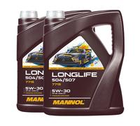 Mannol 7715 SAE 5W-30 Longue Vie Huile VW 504.00/507.00, MB 229.51, 2x5 Litre