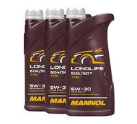 Mannol 7715 SAE 5W-30 Longue Vie Huile VW 504.00/507.00, MB 229.51, 3x1 L