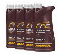 Mannol 7715 SAE 5W-30 Longue Vie Huile VW 504.00/507.00, MB 229.51, 4x1 Litres