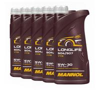 Mannol 7715 SAE 5W-30 Longue Vie Huile VW 504.00/507.00, MB 229.51, 5x1 Litre
